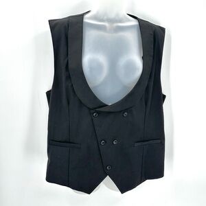 Misakia Vest Top Women’s XL Black Buttton Lined Tie Back Layer Career Masc